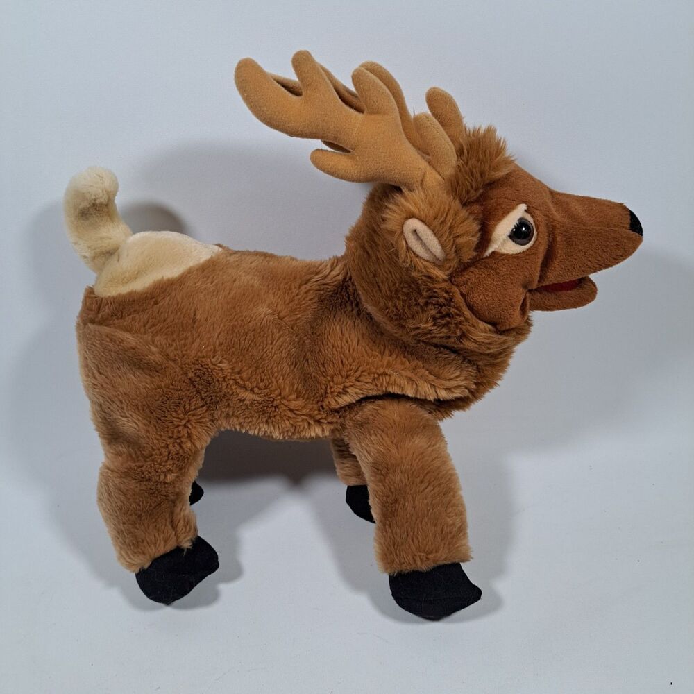 Zoona Soft Plush Brown Moose Reindeer Full Body Detailed Hand Puppet Storybook